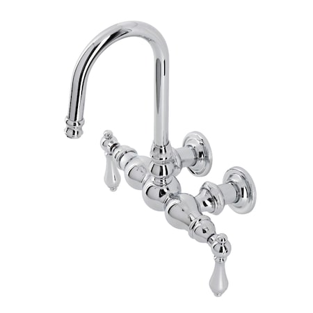 Kingston Brass CA2T1 3-3/8" Tub Wall Mount Clawfoot Tub Faucet, Polished Chrome CA2T1